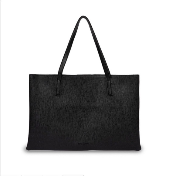 Vince Camuto Black Vegan Leather Tote with Gray Stripe - Picture 4 of 13